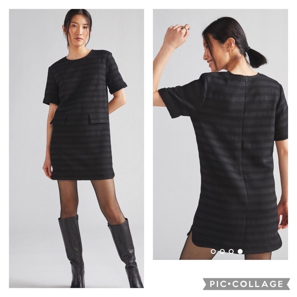 Anthropologie Sunday In Brooklyn Pocket Shift Black Mini Dress Size M Nwt New